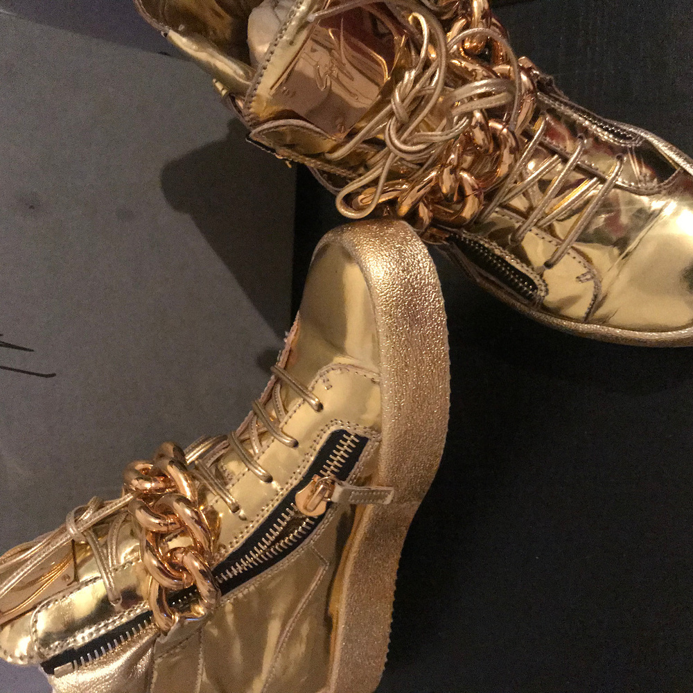 Metallic High-Top Sneakers; 100% Authentic